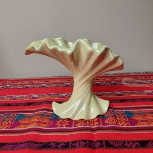 Ceramic Swirl Vase 6 in Vintage Lime Green Iridescent MCM